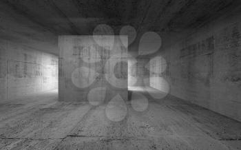 Empty room, dark abstract concrete interior. 3d render illustration