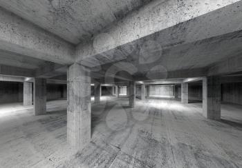 Empty abstract industrial concrete interior. 3d illustration