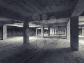 Empty dark abstract industrial underground concrete interior. 3d illustration