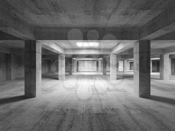 Empty dark abstract industrial concrete interior. 3d illustration
