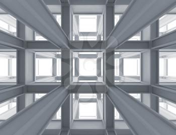 3d abstract architecture background. Internal space of a modern braced construction