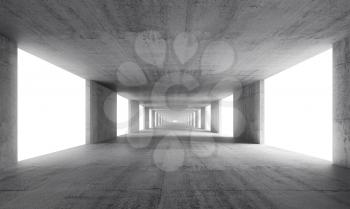 Abstract empty gray concrete interior background, 3d render