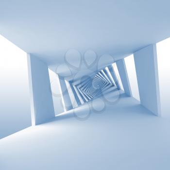 Abstract blue 3d background with twisted spiral corridor