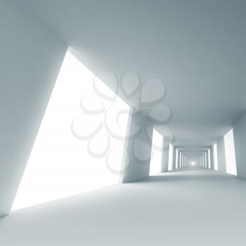 Empty blue corridor. Abstract architecture 3d background