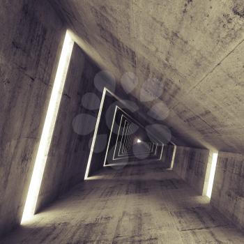 Abstract empty dark concrete interior, 3d render of tunnel