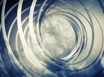 Monochrome abstract 3d toned spiral background with clouds