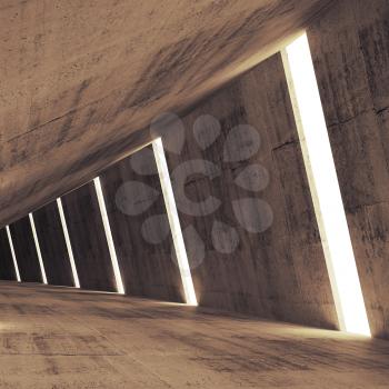 Abstract concrete 3d interior perspective with light stripes