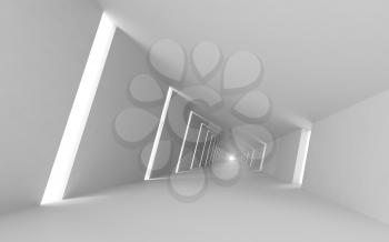 Abstract empty 3d interior background, white corridor 