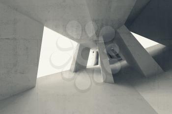 Gray abstract 3d empty interior with bent perspective