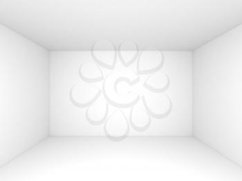Empty white 3d room interior background, front view