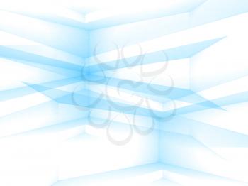 Abstract white and blue 3d geometric background with soft shadows