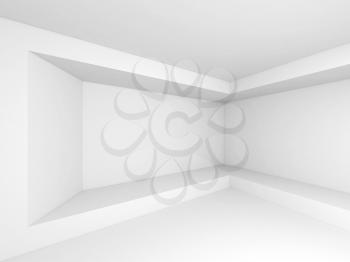 Abstract white 3d interior background with rectangle frames and soft shadows