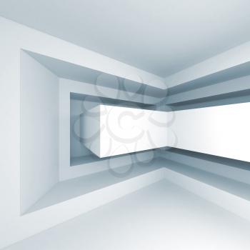 Abstract white square 3d interior background with soft blue shadows