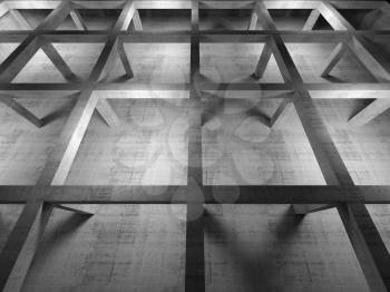 Abstract industrial empty 3d concrete interior, top view with perspective effect