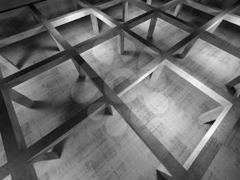 Abstract industrial empty 3d concrete interior. Top view with perspective effect
