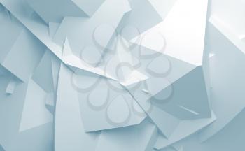 Abstract blue and white digital 3d chaotic polygonal surface background texture