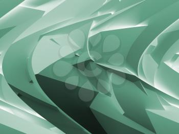 Abstract green digital 3d chaotic polygonal surface background texture with shear effect