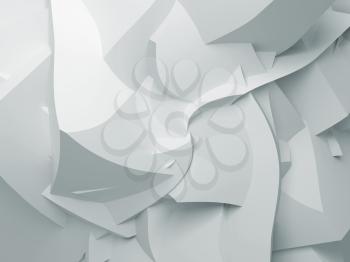Abstract white digital 3d chaotic polygonal surface with swirl effect, background texture