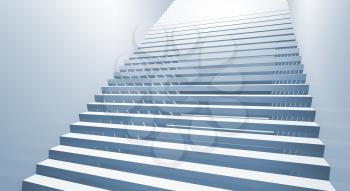 Abstract blue 3d interior background with staircase goes up