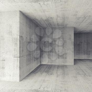 Abstract architectural 3d background, white concrete empty room interior