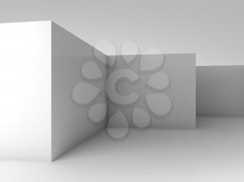 Abstract architectural 3d background, white empty room interior with corners