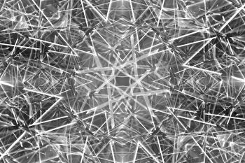 Abstract monochrome background with digital polygonal kaleidoscope pattern