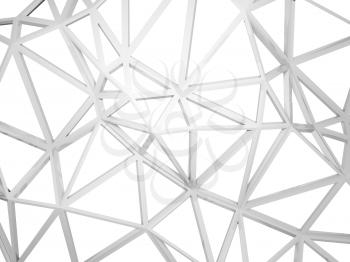 Abstract 3d wired construction with chaotic triangles shape isolated on white background
