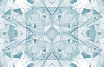 Abstract blue and white background texture with digital geometric kaleidoscope pattern
