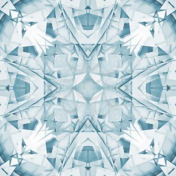 Abstract square seamless blue and white background texture with digital geometric kaleidoscope pattern