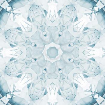 Abstract square blue and white background texture with digital geometric kaleidoscope pattern