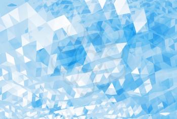 Abstract chaotic bright blue digital triangle low poly background texture