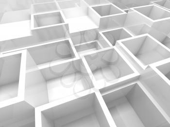 Abstract empty 3d interior fragment with white square cells