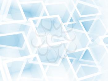 Abstract digital 3d white and light blue background with chaotic cubes pattern