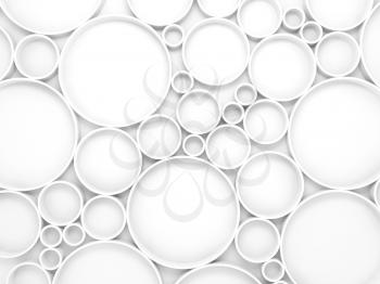 Abstract white 3d background with chaotic different relief circles pattern