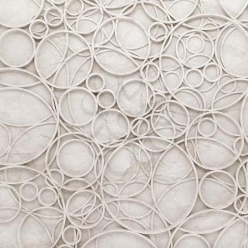 Abstract background with chaotic intersected relief circles pattern over old paper texture