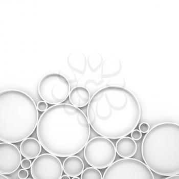 Abstract white digital 3d background with relief rings pattern