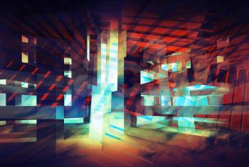 Abstract colorful digital background. Hi-tech 3d concept illustration
