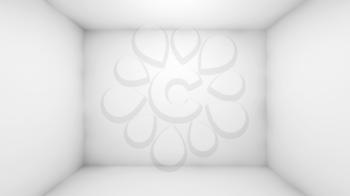 Abstract white empty room interior. Front view, 3d render illustration