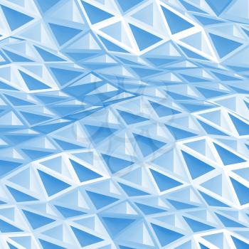 Abstract 3d design background with blue polygonal triangle mesh surface