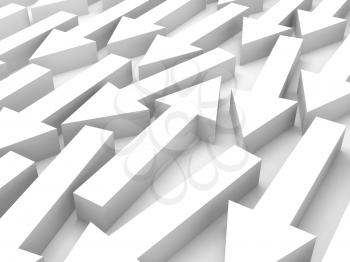 Abstract 3d illustration, one white arrow is opposite in a large group