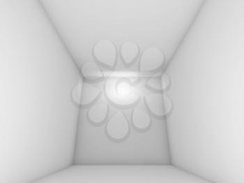 Abstract white empty room interior with spot light. 3d render illustration, front view