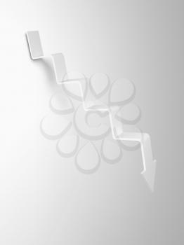 Arrow in shape of stairway going down, 3d illustration