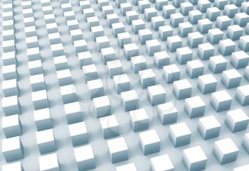 Abstract digital background with light blue cubes array, 3d illustration
