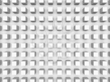 Abstract digital background with relief cubes pattern on white wall, 3d illustration