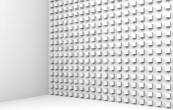 Abstract architecture background with small cubes pattern on the wall, 3d illustration