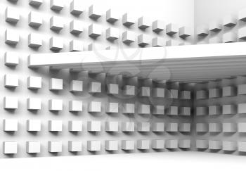 Abstract architecture background with beams and small cubes pattern on the wall, 3d illustration