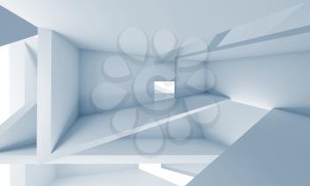 Abstract architecture background, empty chaotic futuristic interior, 3d illustration