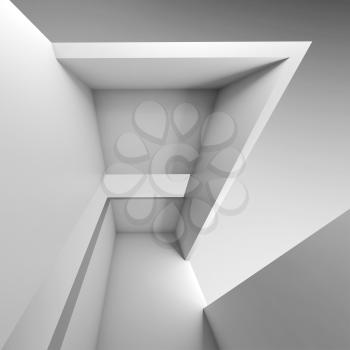 Abstract architecture background, empty white futuristic interior, 3d illustration