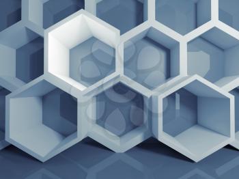 Abstract blue 3d honeycomb digital structure