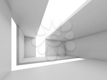 Abstract white architecture background, empty futuristic interior, 3d illustration
